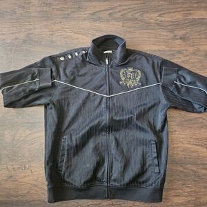 Y2K Ecko Unltd Sweatshirt Men 2XL Full Zip Black Crest Logo Embroidery